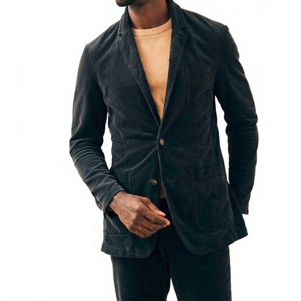 NEW FAHERTY men’s stretch corduroy blazer in midnight navy blue